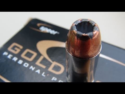 Speer Gold Dot .45 ACP 230 gr JHP SIM-TEST w/denim