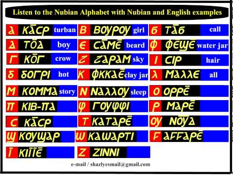 Listen to the Nubian Alphabet with Nubian and English examples