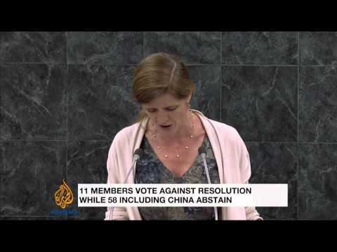 Russia has received a strong message of condemnation from countries around the world, over its takeover of Ukraine\'s Crimea region.

One hundred nations have voted at the UN General Assembly, in support of a resolution calling, Crimea\'s referendum on joining Russia, illegal.

Only 11 countries voted against, while 58 abstained.

Al Jazeera\'s Cath Turner reports from New York.

Read more on this story here: http://aje.me/P8CoI0