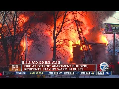 Four-alarm Detroit apartment fire update