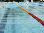 First swimmers complete a lat at the official opening of the first stage of the World War II Memorial Pool's redevelopment. Rockhampton Southside Pool. 