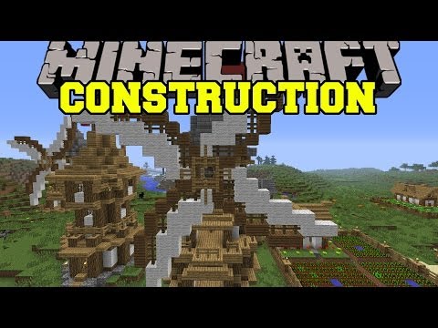 Minecraft: CONSTRUCTION MOD (BUILD MASSIVE STRUCTURES AUTOMATICALLY!) Mod Showcase