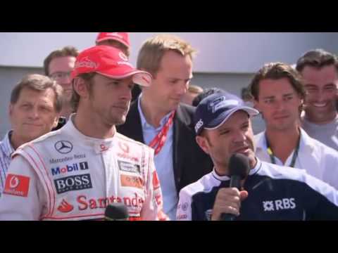 Rubens Barrichello & Jenson Button interview after the race - British GP 2010