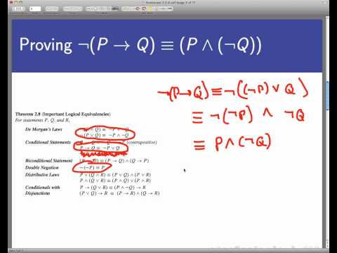 Logical equivalence without truth tables  (Screencast 2.2.4)