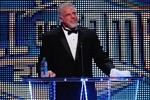 The Ultimate Warrior speaks during the WWE Hall of Fame Induction at the Smoothie King Center in New Orleans on Saturday, April 5, 2014.