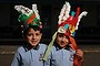 5 year old Twins Ali Hadi on left and Mohammed Sadiq wearing the hats they have made for the Easter Hat Parade at Bexley North Public School, Bexley North, Sydney. 11th April 2014. Photo by Tamara Dean