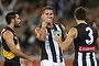 Jesse White celebrates a Collingwood goal