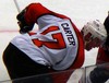 Jeff Carter of the Philadelphia Flyers during the 2006-07 season against the New York Rangers. Date 	4 January 2007