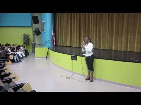 NICOLE CHAPLIN speaks at Miami Sunset Senior High School