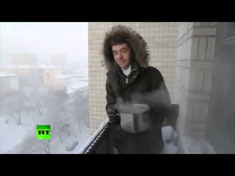 Boiling Water Turns Into Snow In Siberia