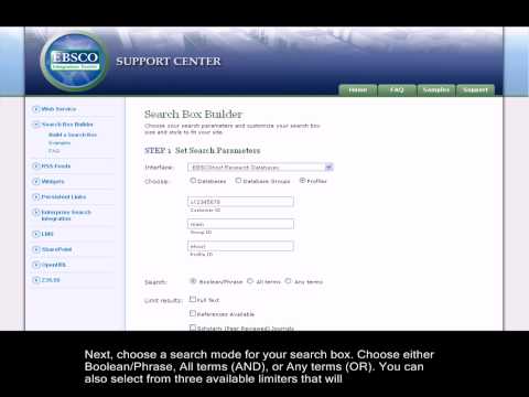 Using EBSCO's Search Box Builder