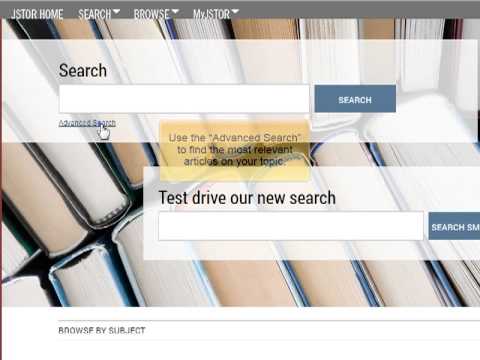 JSTOR Subject Searching for Articles