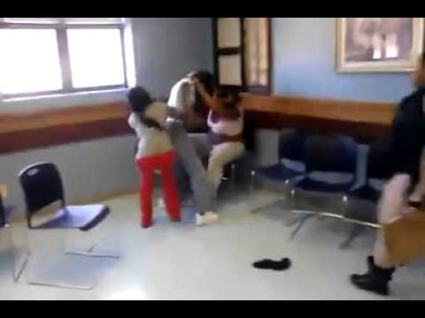 Girls fighting in health department