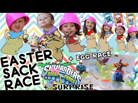 Skylanders Easter Sack Hop + Egg Relay Race w/ BIG Surprise from Springtime Hot Dog ;) - Part 3 of 3