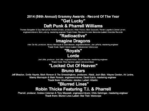 56th Annual Grammy Awards - Record Of The Year Nominees [text]