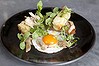 Duck egg, oyster mushroom truffle butter dish at Hammer & Tong cafe