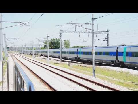 Korail KTX train passing Hwajeon