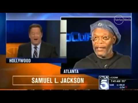 Confuses Samuel L  Jackson with Laurence Fishburne live on air KTLA