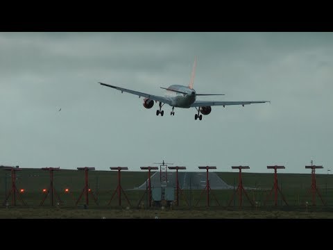 Breathtaking Crosswind Landings + Wind Shear During Storm - BRS 3rd Jan 2014