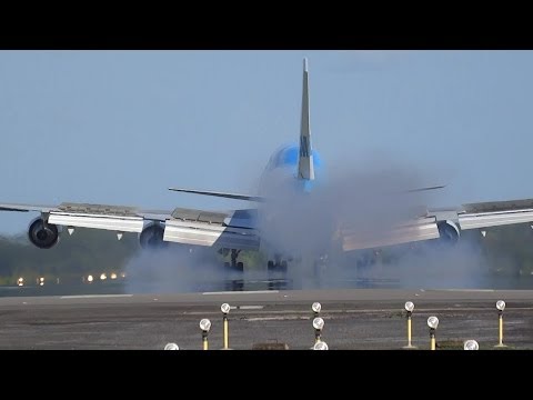 KLM B747 Landing overhead at Johan Adolf Pengel International Airport Suriname