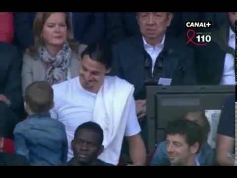 Zlatan Ibrahimovic avec ses fils en caméra isolée lors de PSG vs Reims - 2014 04 05