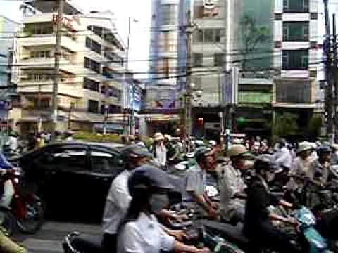 Crossing the street in Ho Chi Minh City (Saigon)