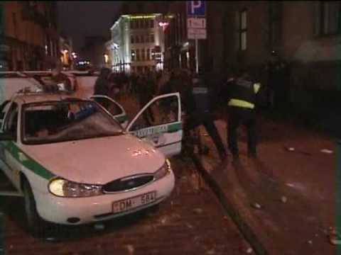 Anti-government riots in Riga, Latvia