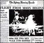 front page moon landing