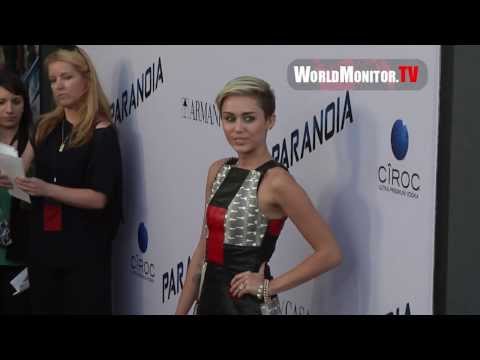 Miley Cyrus arrives at Relativity Media's PARANOIA Los Angeles Film premiere