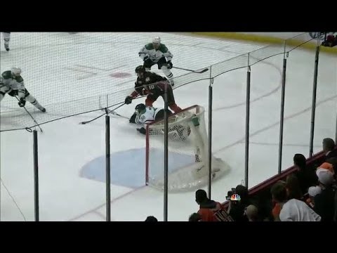 Perry dekes around Thomas for a nifty goal