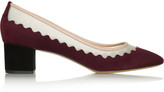 NET-A-PORTER | Chloé Leather-trimmed suede and mesh pumps