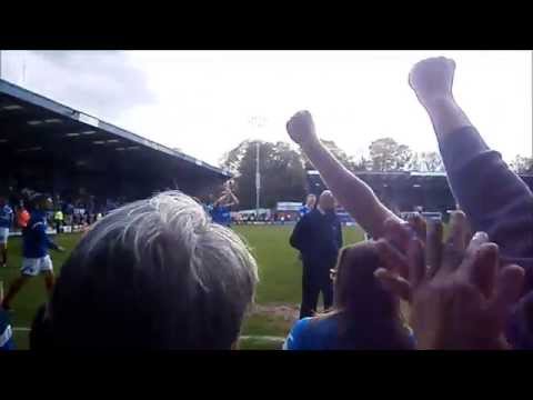 Pompey fans celebrate late equaliser at Bury - 26.4.14