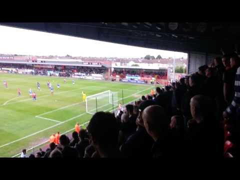 Pompey fans at Dagenham after Hollands goal