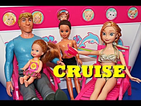 Frozen Cruise Ship Barbie Boat Vacation Kristoff Anna Ariel Mermaid Disney Parody DisneyCarToys