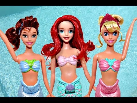 Underwater MERMAIDS!!! Ariel and Her Little Mermaid Sisters Swimming Barbie Dolls DisneyCarToys