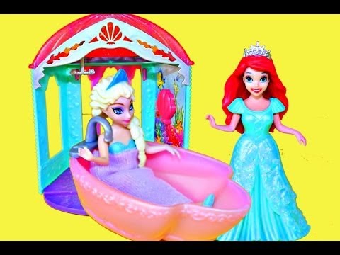 Ariel Flip N Switch Castle with Frozen Elsa Bath Tub Magic Clip Doll Little Mermaid DisneyCarToys