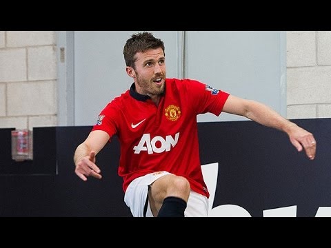 Man Utd's Michael Carrick takes on the bwin Corner Kick Challenge