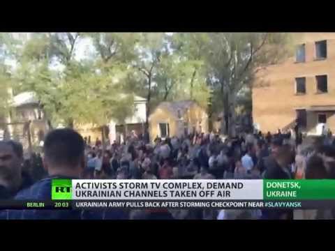 Anti-govt protesters seize TV station in Donetsk, demand Ukrainian channels taken off air