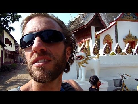 Exploring Luang Prabang back alleys on bicycle