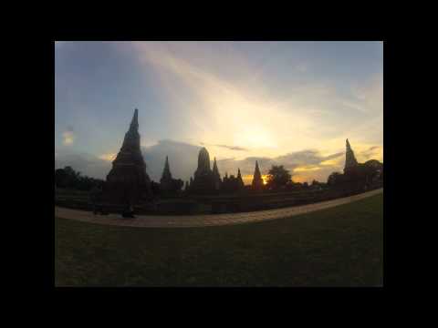 Two sunsets time lapse at Sunset at Wat Chaiwatthanaram