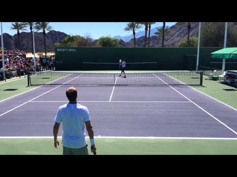 Roger Federer Stefan Edberg 2014 Indian Wells Practice 3.8.14 BNP Paribas Open