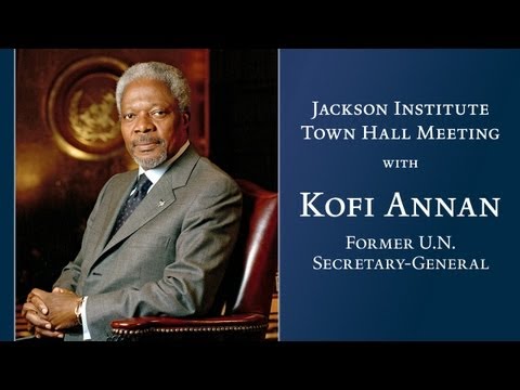 Former U.N. Secretary-General Kofi Annan speaks at Jackson Institute Town Hall Meeting