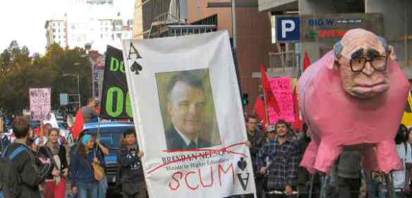 Closeup of anti-Nelson placard