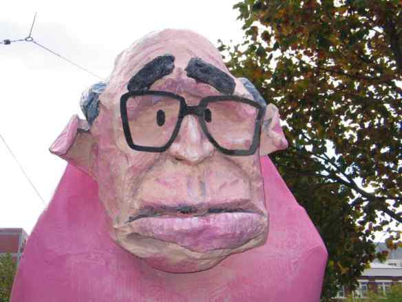 Closeup of John Howard effigy at student protests 12 May