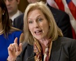 Sen. Kirsten Gillibrand, D-N.Y., speaks about her proposal to let military prosecutors rather than commanders make decisions on whether to prosecute sexual assaults in the armed forces, during a news conference on Capitol Hill in Washington, Tuesday, Nov. 19, 2013.