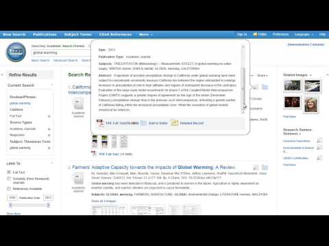 Using the EBSCOhost Result List - Tutorial