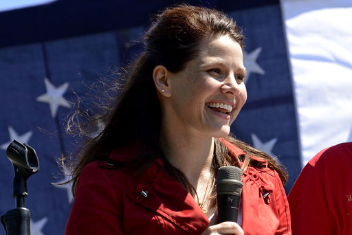 Annette Bosworth announces her candidacy for U.S. Senate at her family's farm in Plankinton, S.D. on July 16, 2013.