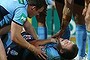 Josh Morris shows concerns for his brother after Brett injured himself scoring a try.