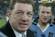 Phil Gould speaks to his troops after the game one victory in 2004.