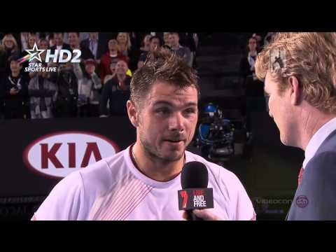 (HD} Stanislas Wawrinka interview vs Novak Djokovic Highlights QF Australian Open 2014